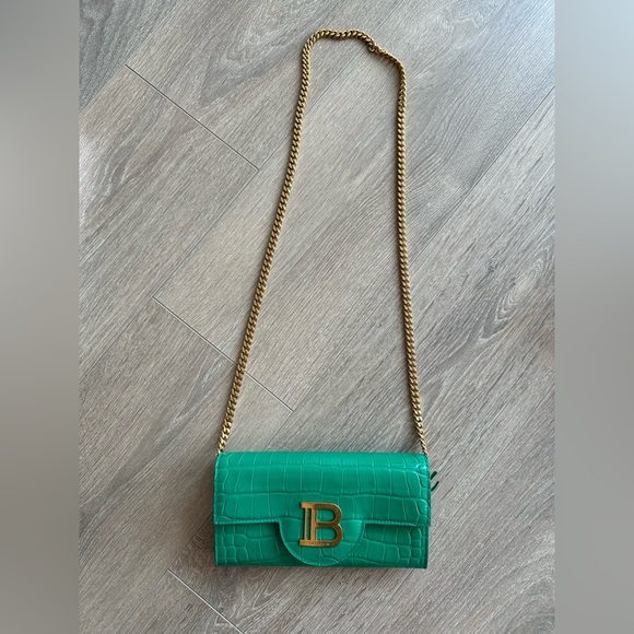 Balmain B-Buzz Croc-Embossed Leather Chain Wallet - Picture 5 of 11